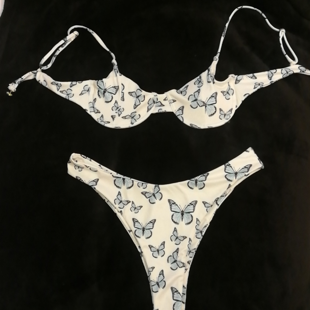 Butterfly underwire 2 piece bikini set